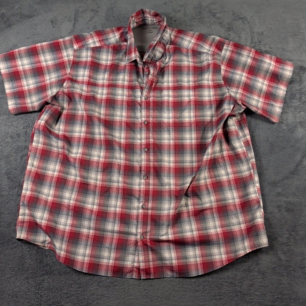GREAT NORTHWEST Men's Shirt Red Plaid Button Down Short Sleeve No Iron 3XLT